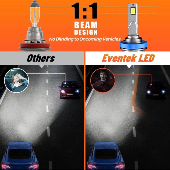 EVENTEK H11/H8/H9 LED Headlight Bulbs, 6000K Cool White 12000LM H11, IP67,2PCS - Picture 4 of 8